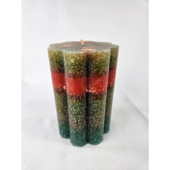 Wicks N More Other - Wicks‎ N More Large Scalloped 5x7 Colorful Layer Candle Green Red Blue